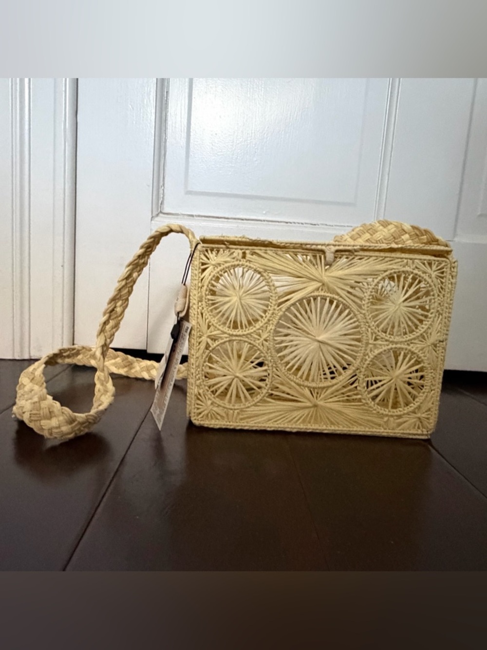 Mango - Limited Edition Braided Straw Crossbody Bag in Natural
